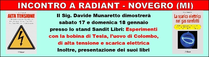 Presentazione Munaretto a Radiant Alta tensione e
            Scarica elettrica